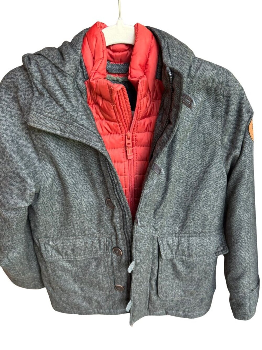 Abercrombie Kids Hooded Herringbone Sherpa Lined Winter Jacket Size 9/10